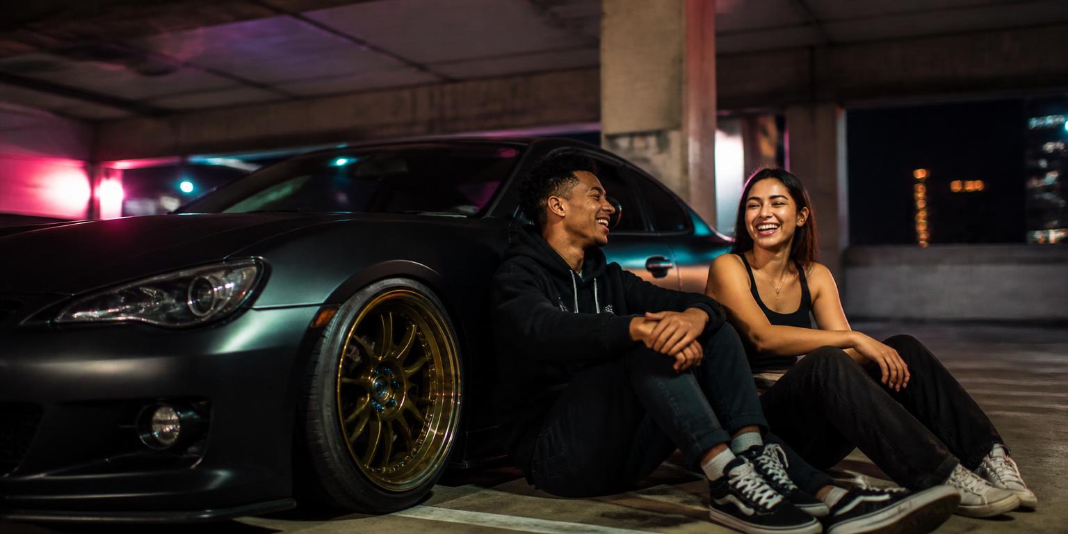 Custom bronze wheels on a tuner car